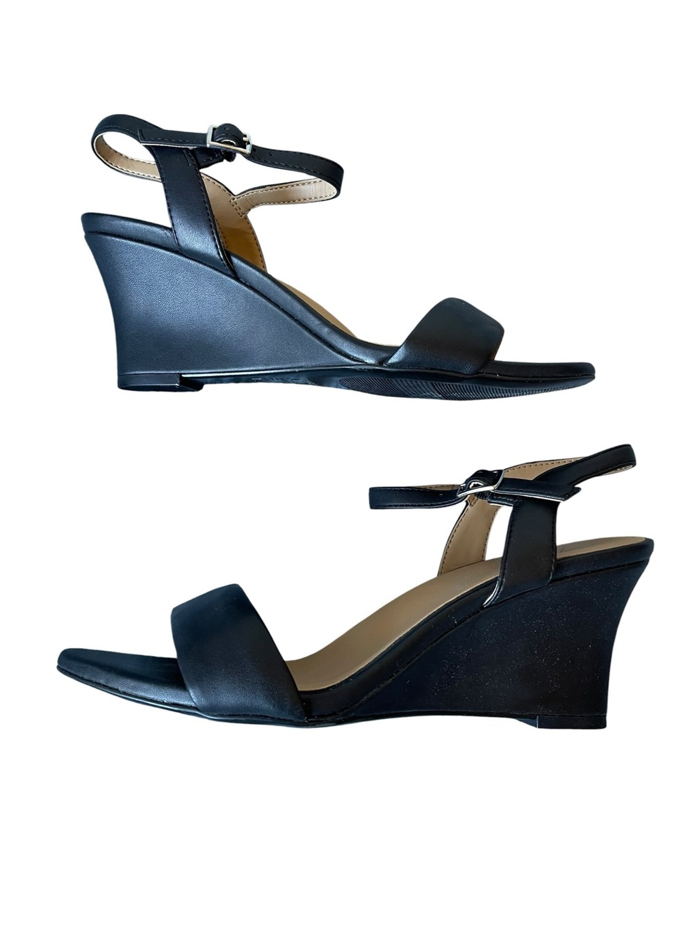 Naturalizer Bristol Wedge Sandals with Ankle Strap Black NEW